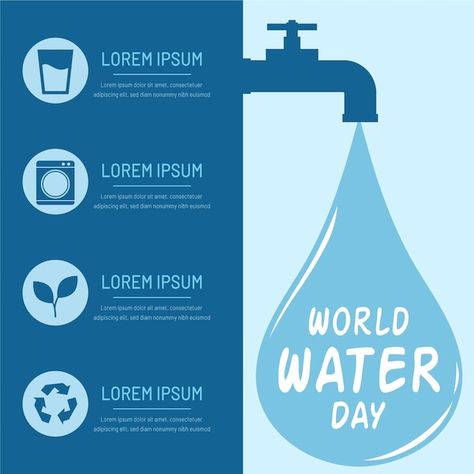 Water Infographic Design, World Water Day Poster Design, Water Day Poster Design, World Water Day Creative, Aesthetic Infographic Design, Water Conservation Poster, Africa Infographic, Water Infographic, Save Water Poster