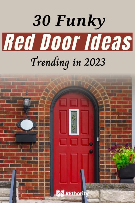 Are you looking to make a bold statement with your front door? If so, you're in luck! With 30 funky red door ideas trending, you'll never run out of ideas to spruce up your entryway and make a statement that is uniquely yours. From deep, regal hues to bright pops of color, there's something for every design taste. Read on to discover the perfect red door for your home. Bold Front Door, Grey Front Door, Exterior Home Renovation, Red Paint Colors, Brick Pathway, Backyard Sanctuary, Red Front Door, Porch Styles, What House