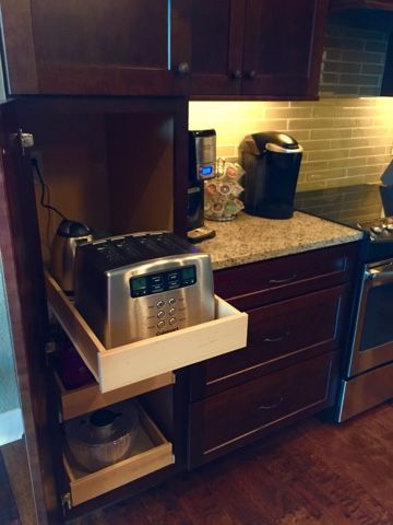 Hidden Toaster, Appliance Cupboard, Diner Ideas, Breakfast Station, Kitchen 2021, Appliance Garage, Uk House, Small Condo, Pantry Cupboard