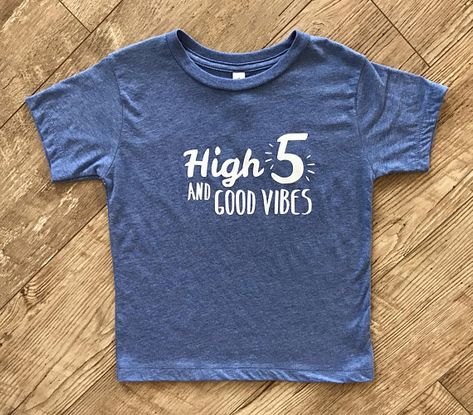 High 5 and Good Vibes Shirt Five Year Old Birthday Shirt 5th Birthday Shirt, 5th Birthday Boys, Good Vibes Shirt, Fifth Birthday, Hi Five, 5th Birthday Party Ideas, Kids Birthday Shirts, Birthday Party Shirt, Old Shirts