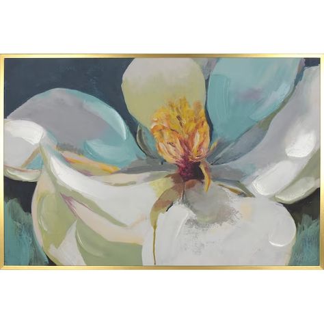 allen + roth Magnolia Framed Ashley Anderson Framed 23-in H x 35-in W Floral Print on Canvas in the Wall Art department at Lowes.com Art Velvet, Magnolia Painting, Floral Artists, Magnolia Paint, White Paintings, Magnolia Blossom, Poppy Painting, Country Paintings, White Magnolia