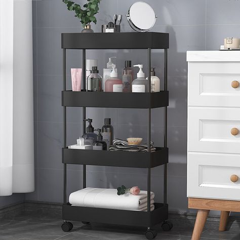 2/3/4 layer Narrow Gap Storage Rack Slim Storage Cart with Wheel Trolley Kitchen Bathroom Shelves Salon Shelves, Bathroom Shelf Organization, Movable Storage, Mobile Shelving, Floor Shelf, Storage Trolley, Kitchen Pantry Storage, Shelving Racks, Kitchen Storage Rack