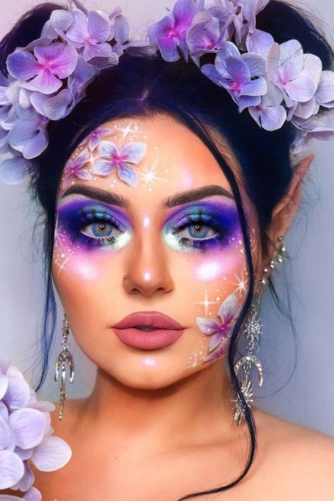 Creative Spring Makeup, Fairy Make Up Ideas, Fantasy Makeup Ideas, Fairy Make-up, Fantasy Make-up, Halloweenský Makeup, Halloween Make-up Looks, Make Up Designs, Drag Make-up