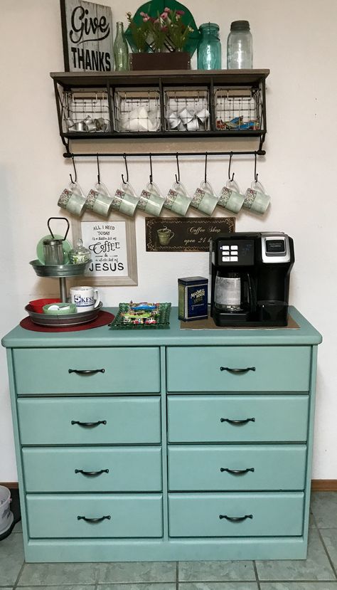 My coffee bar! Small Coffee Corner, Sage And Purple, Coffee Bar In Kitchen, Bar In Kitchen, Cofee Bar, Coffee Corners, Office Coffee Bar, Bar For Home, Coffee Bar Station