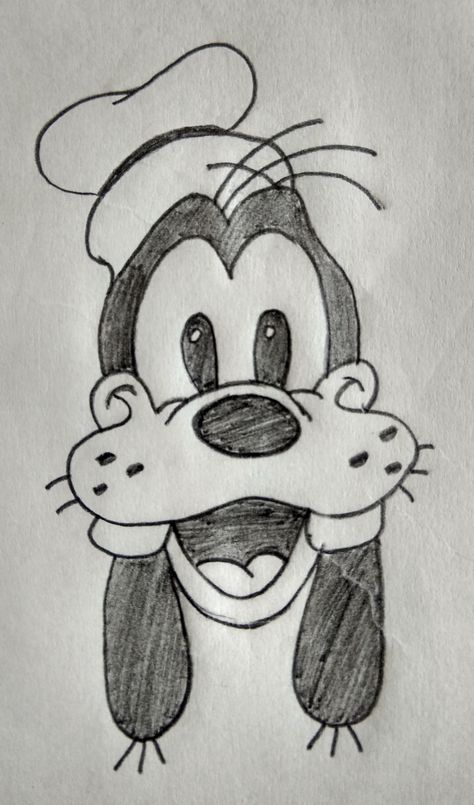 Goofy From Mickey Mouse Drawings, Goofy Mickey Mouse Drawing, Mickey Mouse Sketch Easy, Mickey Mouse Characters Drawings, How To Draw Mickey Mouse, Disney Doodles Simple, Goofy From Mickey Mouse, Goofy Drawing Easy, Goofy Sketch