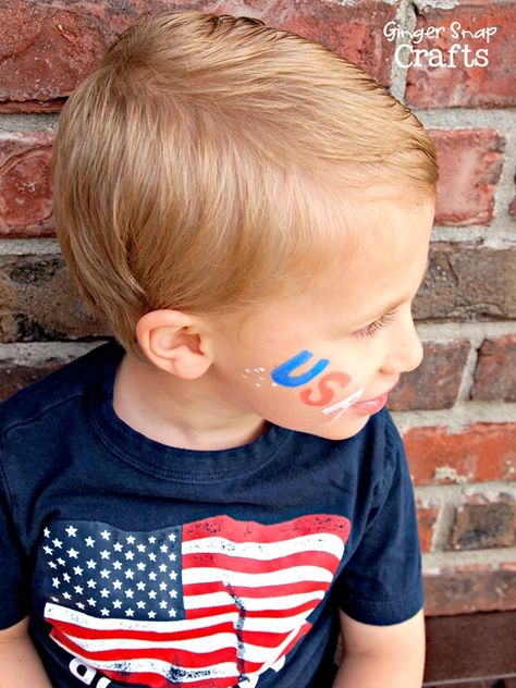 people paint DecoArt 4th Of July Face Paint For Boys, Red White Blue Face Paint, 4th Of July Face Paint, July Face Paint, Blue Face Paint, Face Painting Ideas, Face Painting For Boys, Holiday Party Makeup, Christmas Face Painting