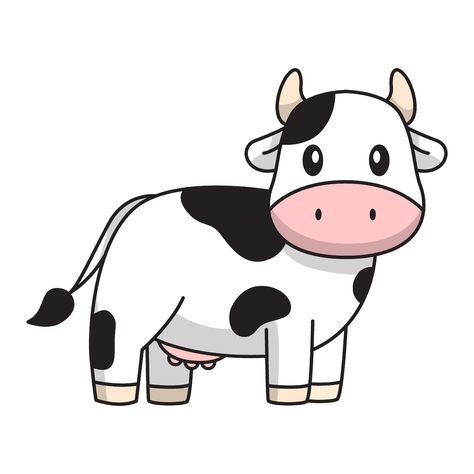 How to Draw a Cow Easy How To Draw Cartoon Cow, Cows Drawing Easy, Cute Cartoon Cow Drawings, Cute Simple Cow Drawing, Easy Cow Drawing Simple, How To Draw A Cute Cow, Cute Farm Animals Drawings, How To Draw A Cow Easy, Cow Drawings Easy