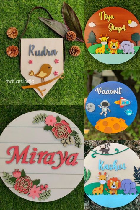 custom Kids Name Plate, buy kids name plate online, buy kids name plate Name Board Design, Return Gifts For Kids, Plate Drawing, Door Name Plates, Birthday Return Gifts, Name Paintings, Ramadan Kids, Name Plate Design, Name Decorations