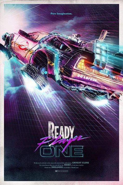 Delorean ecto88 bttf Ready Player one Ready Player One Movie, The Future Movie, Best Movie Posters, New Retro Wave, Ready Player One, Player One, Retro Waves, Alternative Movie Posters, Film Prints