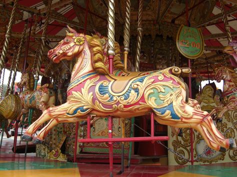 Fairground: Vintage Carrousel Horse *Princekarr on deviantART Fairground Aesthetic, Carnival Magic, Sign Painter, Mirror Inspiration, Horse Inspiration, Waiting Patiently, Doodle Art Journals, Folk Art Flowers, Sign Painting