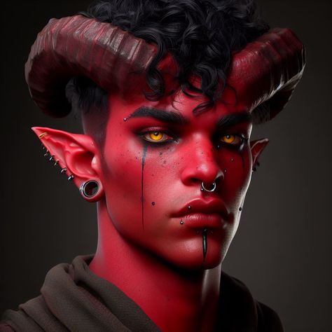 Fantasy Facial Markings, Tiefling Makeup, Red Tiefling Male, Red Tiefling, Tiefling Male, Base Draw, Tiefling Rogue, Male Pfps, Scale Skin