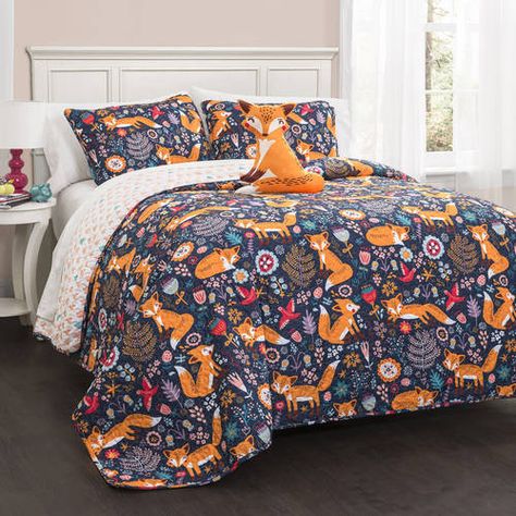 Woodland Bedroom Decor, Fox Quilt, Dec Pillows, Big Kid Bed, Girls Bedding Sets, Lush Decor, Bedding Stores, Twin Quilt, Quilt Set