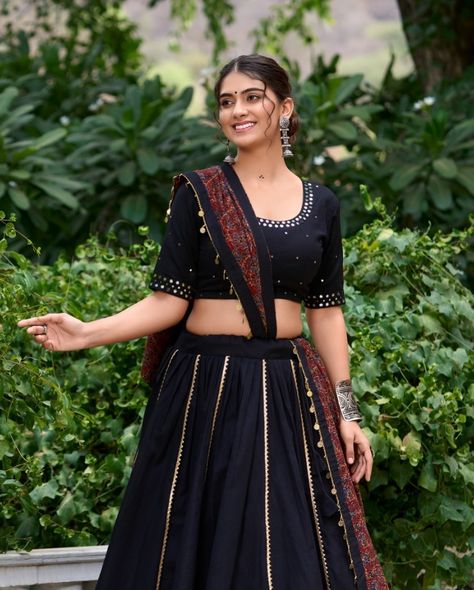 Let the navratri vibe begin with our black gota patti & mirror work lehenga choli with pure cotton dupatta with lace border details to complete your Navratri look in simple terms 🖤✨ SHOP NOW 🛍️ gotifab.com [lehengacholi, garba outfits, navratri lehengas, navratri collection,navratri chaniya choli,navratri collection ] #lehengacholi #navratrilehenga #navratricollection #navratri #navratrichaniyacholi #garbaoutfit Mirror Work Lehenga Choli, Navratri Look, Choli Navratri, Garba Outfit, Navratri Collection, Mirror Work Lehenga, Navratri Chaniya Choli, Work Lehenga, Cotton Dupatta