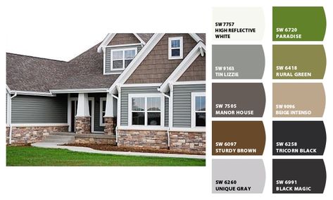 Tin Lizzie Sherwin Williams, Sherwin Williams Exterior, Outside House Colors, Tin Lizzie, Exterior Color Schemes, Exterior Paint Colors For House, Exterior Paint Colors, Exterior House Colors, Ranch House