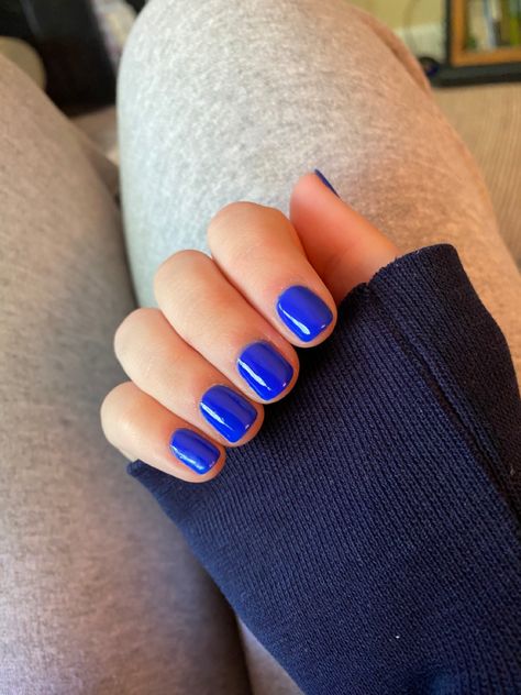 Berry Blue Nails, Blue Nails One Color, Dnd Berry Blue, Gel Nails Men, Electric Blue Nails, Cobalt Blue Nails, Short Round Nails, Blue Gel Nails, Acrylic Ideas