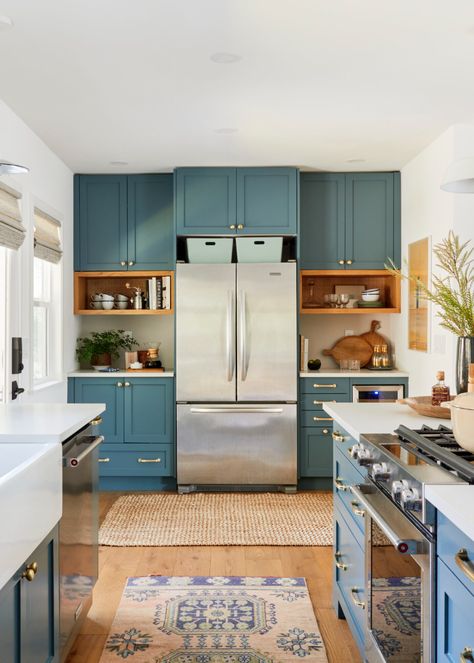 This Los Angeles Kitchen Renovation Is Full of Budget Ideas - SemiStories Reclaimed Dining Table, Ikea Built In, Counter Seating, Cabinet Fronts, Ikea Cabinets, Emily Henderson, Low Cabinet, Upper Cabinets, Built In Cabinets