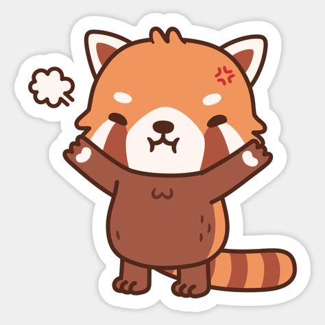 Angry But Cute Red Panda - Cute Red Panda - Sticker | TeePublic Angry Red Panda, Red Panda Sticker, Red Panda Cartoon, Panda Emoji, Lesser Panda, Red Panda Cute, Lycoris Recoil, Red Pandas, Kawaii Panda