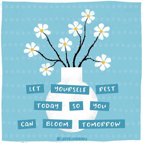 Let yourself rest.🩵 . For me, self care Sunday almost always starts with letting myself sleep in. Today was no exception.😴 . I’m choosing to let myself today. And I’m going to choose to let myself bloom tomorrow.🥰 . How are you spending your Sunday?😍 . #selfcare #selfcaresunday #selfcareday #rest #restday #restandrelax #bloom #blooming #choosetobloom #ladybluebottle Sunday Selfcare, Self Care Sunday, Blue Bottle, Self Reminder, Kind Words, Self Care, Original Designs, Art Painting, Sleep