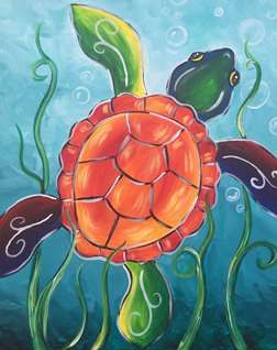 Turtle Painting Acrylic, Sea Turtle Painting, Art Camp, Cute Canvas Paintings, Turtle Painting, Easy Canvas Painting, Turtle Art, Canvas Painting Diy, Night Painting