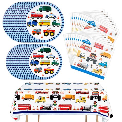 PRICES MAY VARY. What Will You Get: Your child's favorite transportation party decorationss kit includes: 20pcs 9'' transport dinner plates, 20pcs 7'' traffic dessert plates, 20pcs napkins,1 pc transport vehicle tablechoth,and meet your party supplies needs. Car Truck Transport Party Decorations: Are you throwing an unforgettable Transportation theme party? Look no further than our transportation birthday party supplies! this transport vehicle plates tableware set is designed with various transp