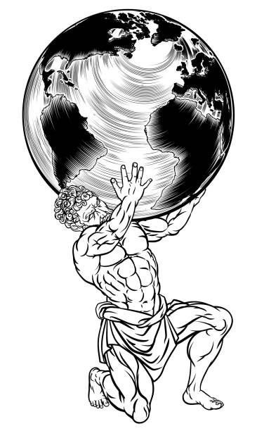 860+ Atlas God Illustrations, Royalty-Free Vector Graphics & Clip Art - iStock | Atlas god statue God Illustration Art, Atlas God, Mythology Drawings, Earth Sketch, Globe Drawing, Atlas Art, Greek God Tattoo, Atlas Tattoo, Earth Tattoo