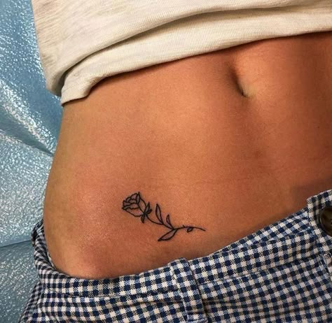 Side Stomach Tattoos, A Rose Tattoo, Lower Stomach Tattoos, Stomach Tattoos Women, Waist Tattoos, Belly Tattoos, Belly Tattoo, Hidden Tattoos, Tattoo Trend