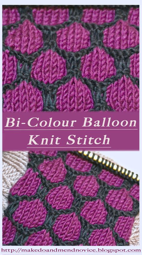 How to knit the Two Colour Balloon Knit Stitch knitting pattern Two Colour Slip Stitch Knitting, 2 Color Knit Stitches, Colourwork Knitting Pattern, Knitted Throw Patterns, Stitches Knitting, Slip Stitch Knitting, Stitch Knitting Pattern, Knitting Squares, Beginner Knitting Pattern