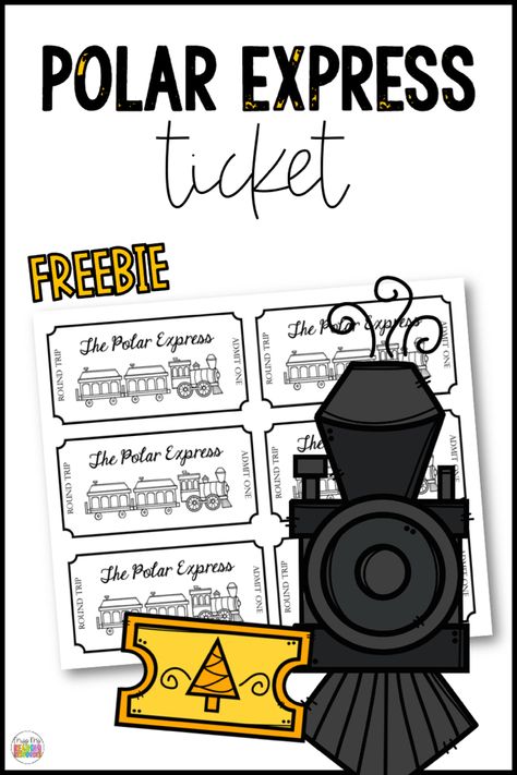 The Polar Express Ticket freebie is a single page of six tickets. Print on cardstock, cut, and have fun! #missmsreadingresources #FREE #freebie #polarexpress #ticket #classroom #christmas #holidays Polar Express Free Printables, Polar Express Tickets Printable Free, Polar Express Ticket Printable Free, Polar Express Ticket, Ticket Ideas, Polar Express Tickets, Polar Express Theme, Free Teacher Resources, Kindergarten Reading Activities