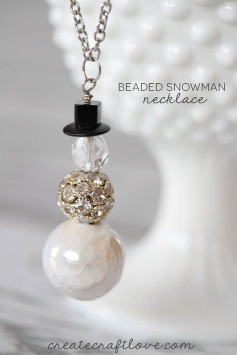 I'm going to walk you through creating your own Beaded Snowman Necklace in three easy steps. This necklace makes a great gift or winter accessory! Beaded Snowman, House Craft, Holiday Necklace, Diy Jewlery, Jewerly Making, Snowman Crafts, Homemade Jewelry, Holiday Jewelry, Christmas Earrings