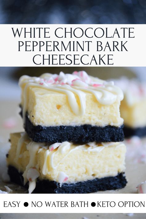 White Chocolate Peppermint Cheesecake, Chocolate Peppermint Cheesecake, Peppermint Bark Cheesecake, White Chocolate Peppermint Bark, Chocolate Peppermint Bark, White Chocolate Peppermint, Cheesecake Squares, Peppermint Cheesecake, Salted Caramel Cheesecake