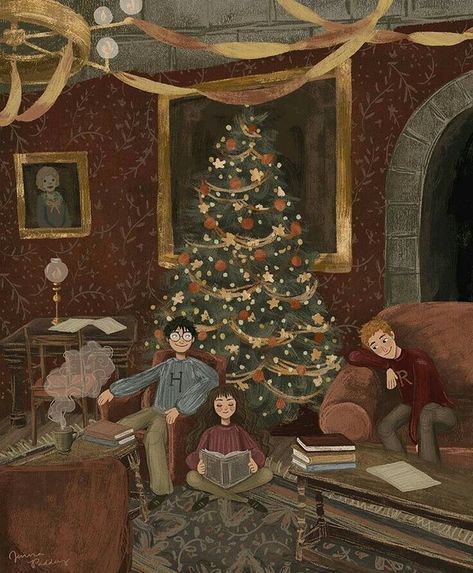 Harry Potter Christmas Fanart, Hogwarts Christmas Aesthetic Wallpaper, Christmas At Hogwarts Aesthetic, Christmas At Hogwarts Wallpaper, Hogwarts Christmas Aesthetic, Hogwarts Christmas Wallpaper, Christmas Aesthetic Drawing, Hogwarts At Christmas, Hogwarts Winter