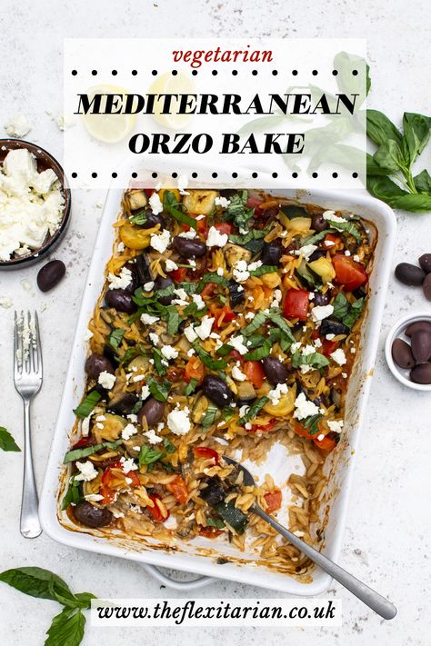 Mediterranean Orzo Bake Orzo Bake, Mediterranean Orzo, Orzo Dishes, Monday Recipes, One Pot Vegetarian, High Protein Vegetarian Recipes, Meat Free Monday, Easy Mediterranean Diet Recipes, Orzo Recipes