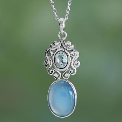 Harmonious Blue Daylight Necklace, Blue Pendant Jewelry, Narnia Oc, Blue Topaz Pendant Necklace, Blue Gemstone Necklace, Blue Pendant Necklace, Frame Making, Historical Jewellery, Blue Topaz Necklace