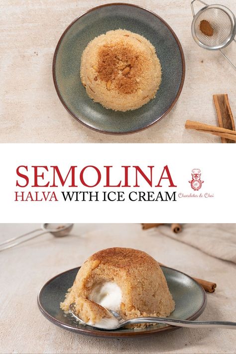 Turkish semolina halva is a delicious semolina-based cake. While many semolina halvas are flavoured with syrup or vanilla, this one is filled with ice cream! Semolina Dessert, Turkish Recipes Desserts, Halva Recipe, Rocky Road Ice Cream, Arabic Desserts, Cinnamon Ice Cream, Turkish Desserts, Milk Ice Cream, Food Reviews