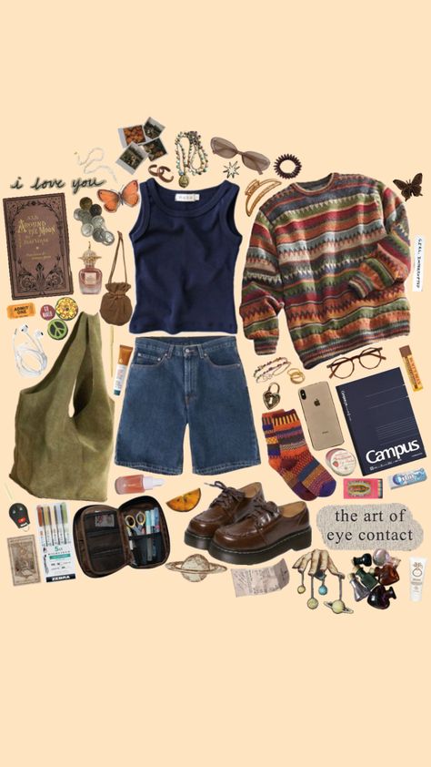 #vibes #outfit #inmybag #vintage #browntones #accessories Vintage Artsy Outfit, Outfit Boards, Bloquette Core Outfit, Twilight Outfits, Lesbian Outfits, Clothing Catalog, Vibe Clothes, Oui Oui, Mood Board Fashion