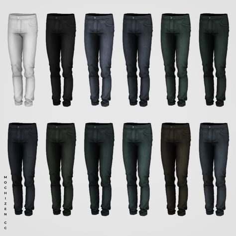 Sims 4 custom content male slim fit jeans by Mochizen CC - Download - Sims 4 Custom Content Male, Sims 4 Cc Male, Male Jeans, Sims 4 Men Clothing, Sims Download, Sims 4 Male Clothes, Cc Clothes, Los Sims, Zipper Jeans