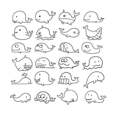 Vector whale animal | Premium Vector #Freepik #vector Easy Whale Drawing, Cute Whale Drawing, Draw Whale, Whale Doodle, Artisan Pen, Whale Vector, Doodle Animals, Tattoos Hand, Whale Drawing