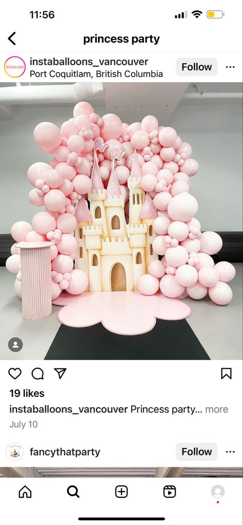 Princess Backdrop Birthday, Castle Balloon Arch, Princess Backdrop Ideas, Once Upon A Time Birthday Party, Princess Theme Backdrop, Princess Balloon Arch, Princess Balloon Garland, Cinderella Party Decorations, Princess Backdrop