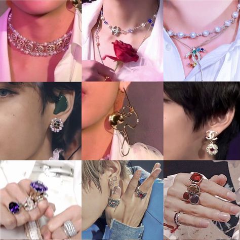 #taehyung #accessories #v Taehyung Accessories, Army Accessories, Baby Tiger, Taehyung Funny, Korean Aesthetic, Matching Jewelry, Kim Taehyung Funny, Kim Taehyung, Gold Chains