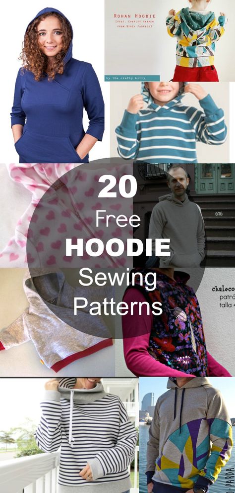 20 Hoodie Free Printable Sewing Patterns: Get access to 20 options to create a Hoodie top, for women, men and kids. READY TO DOWNLOAD THEM? Easy Hoodie Sewing Pattern, Hoodie Pattern Sewing Free, Free Sewing Patterns Men, Sweatshirt Pattern Free, Diy Hoodie Ideas, Download Free Pdf Sewing Patterns, Diy Hoodie Refashion, Hoodie Sewing Pattern Free, Textile Upcycling