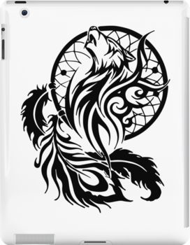 Slim impact-resistant polycarbonate case with protective lip and full access to device ports. Vibrant colors embedded directly into the case for longevity. Available for iPad 4/3/2. Wolf Dreamcatcher Tattoo - Tribal Design Native Wolf Tattoo, Indian Wolf Tattoo, Wolf Tattoo Drawing, Wolf Dreamcatcher Tattoo, Dreamcatcher Drawing, Viking Symbols And Meanings, Indian Wolf, Wolf Dreamcatcher, Dream Catcher Tattoo Design