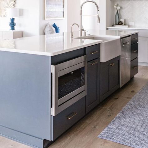 Put A Microwave In Your Kitchen Island! - Marissa Cal Home Above Range Microwave, Hidden Microwave, Microwave In Island, Microwave Storage, Kitchen Island With Sink, Sink In Island, Ikea Kitchen Island, Countertop Microwave Oven, Small Microwave