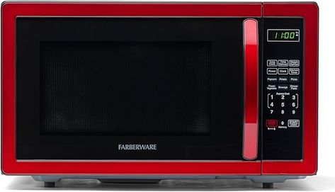 $109 Amazon.com: Farberware Countertop Microwave 1000 Watts, 1.1 cu ft - Microwave Oven With LED Lighting and Child Lock - Perfect for Apartments and Dorms - Easy Clean Metallic Red : Home & Kitchen Country Chic Kitchen, Camping Gas Stove, Camping Gas, Sofa Dining Table, Countertop Microwave, Chic Kitchen, Portable Lamps, Gas Stove, Microwave Oven