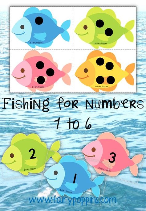 Fun number fishing game for preschool! Great fit for an ocean unit. Kindergarden Maths, Subitizing Activities, Preschool Ocean, Ocean Theme Preschool, Fish Activities, Ocean Unit, Math Centers Kindergarten, Teaching Numbers, Early Learning Activities