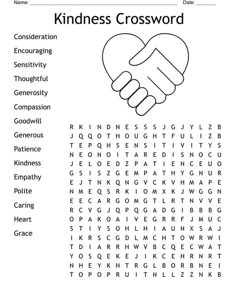 Kindness Crossword  Word Search Crosswords For Kids, Activities Coordinator, Church Youth Activities, Emotional Activities, Easy Word Search, Kindness Week, Cross Word, Word Search For Kids, Teen Words