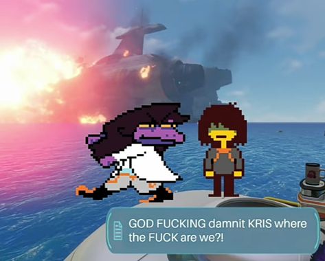 God Dammit Kris Where Are We, Subnautica Memes Funny, Kris Where The Hell Are We, Kris Deltarune, Fox Games, Undertale Memes, Bee And Puppycat, Undertale Funny, Toby Fox