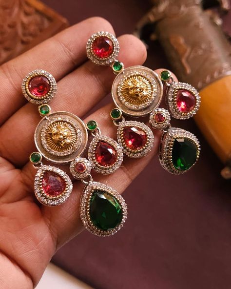 Sabyasachi Style premium quality earrings #jewelry #oxidisedjewellery #sabyasachi #jewelrydesigner Polki Earrings Designer, Sabyasachi Jewelry, Jewel Earrings, Sabyasachi Jewellery, Polki Earrings, Jewelry Set Design, Jeweled Earrings, Fancy Jewellery, Oxidised Jewellery