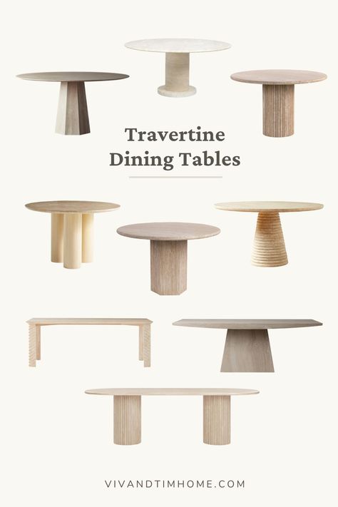 travertine table Round Dining Table Wabi Sabi, Travertine Round Dining Table, 2024 Dining Table Trends, Travertine Table Dining, Travertine Tables, Organic Dining Table, Japandi Dining Table, Modern Organic Dining Room, Organic Modern Dining Table