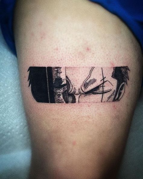 Tattoo Designs Men Anime, Mentality Tattoo Ideas, Zoro Tatoos Ideas, Zoro Nothing Happened Tattoo, Anime Minimalist Tattoo, Roronoa Zoro Tattoo Design, One Piece Tattoo Ideas Design, Roronoa Zoro Tattoo Ideas, Zoro Tattoo Design