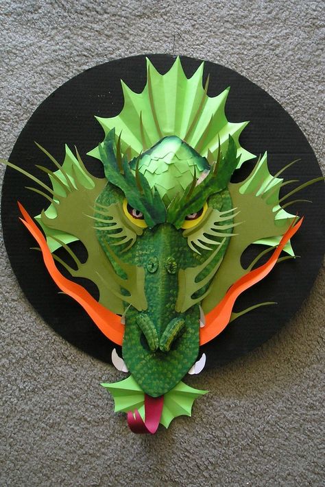 Cardboard Dragon, Dragon Craft, Forest Book, Paper Masks, Chinese Dragons, Cardboard Creations, Dragon Mask, Paper Mache Animals, Chinese Crafts